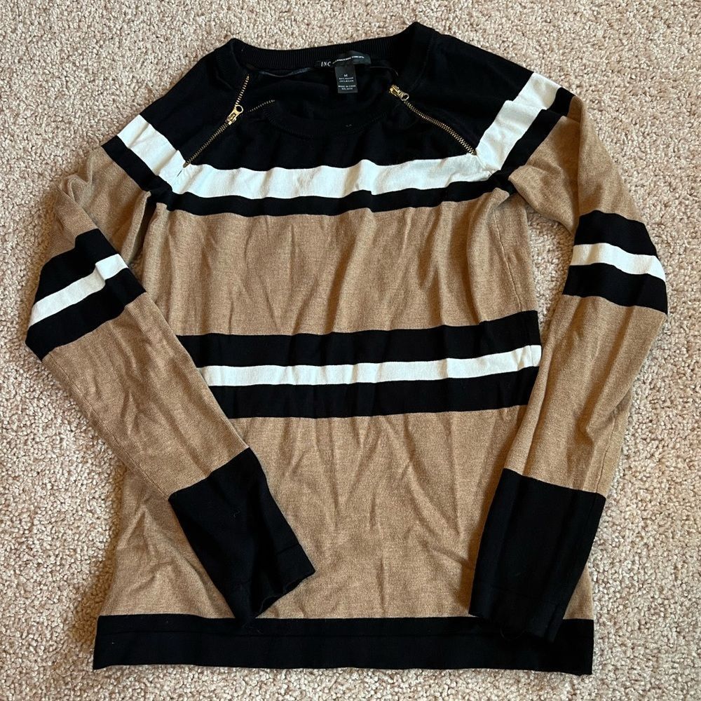 Inc sweater with gold zipper embellishments size medium
